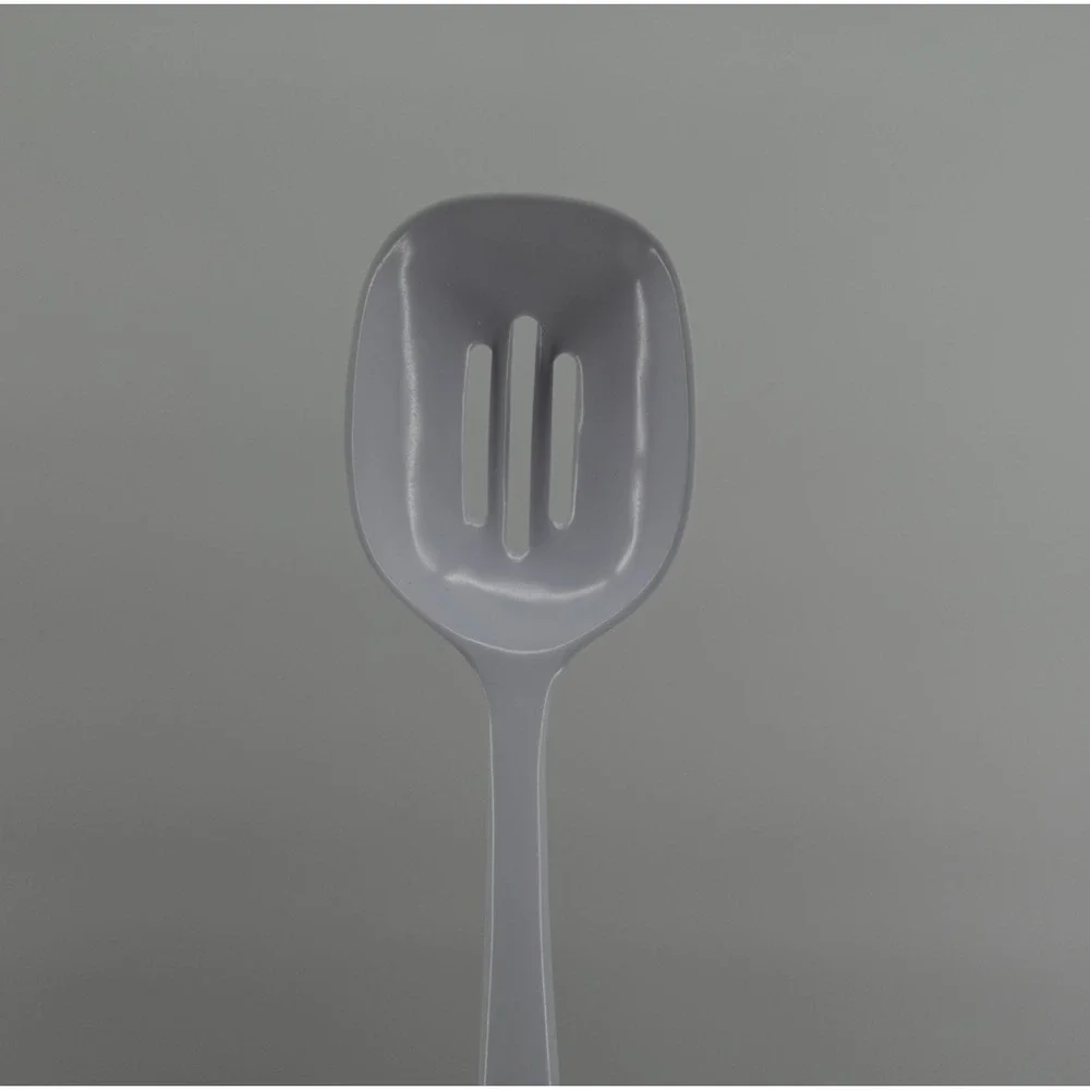 White Melamine Serving Spoon Set Slotted and Solid JP-616 JP-617 11 Inch 2 Piece